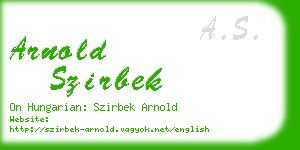 arnold szirbek business card